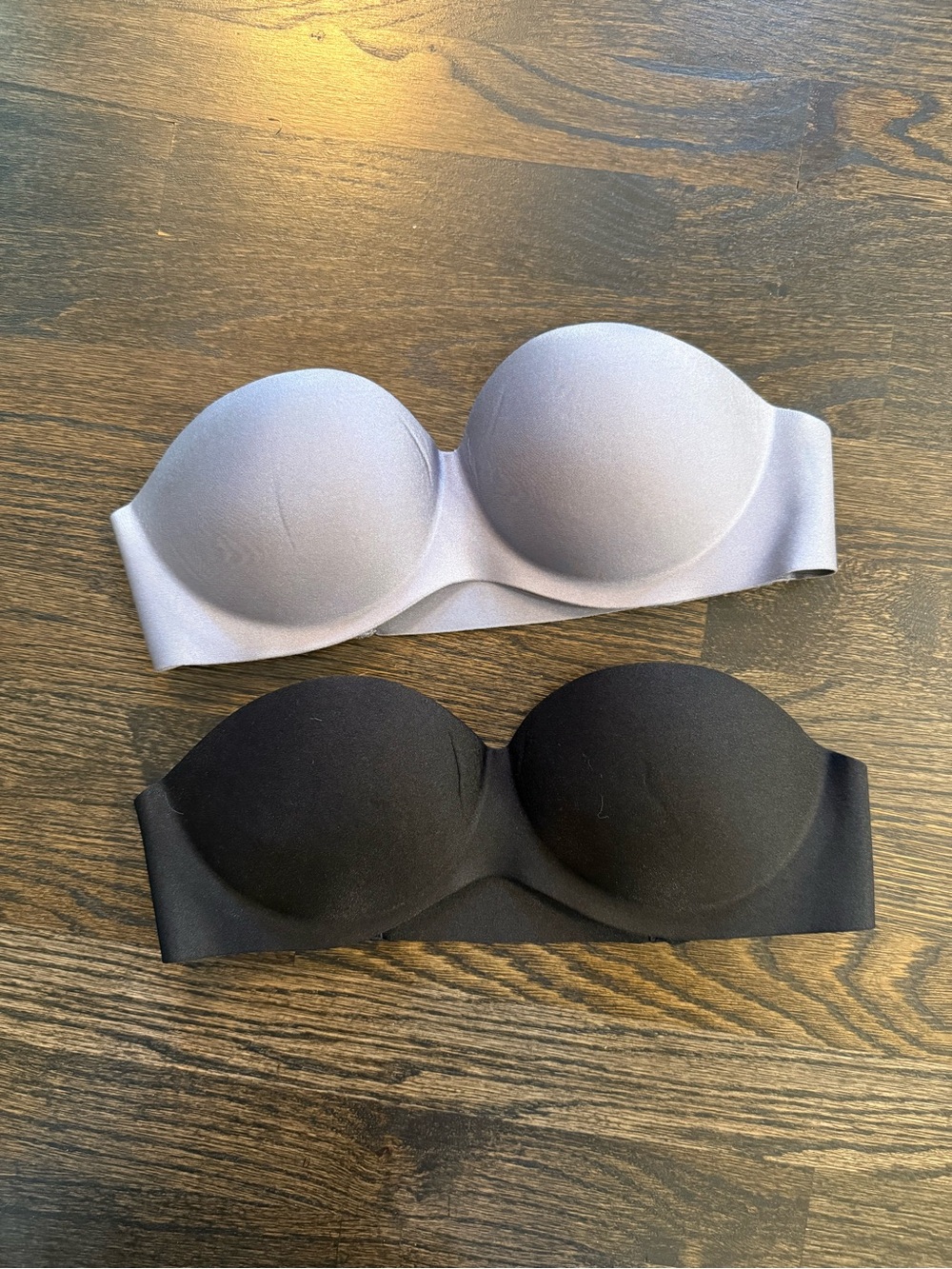 SHEIN Two-Pack Strapless Bandeau Bras - Black & Light Gray